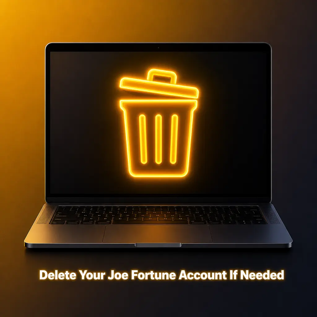 Steps to delete or self-exclude a Joe Fortune account, including contacting support and confirming identity for closure.