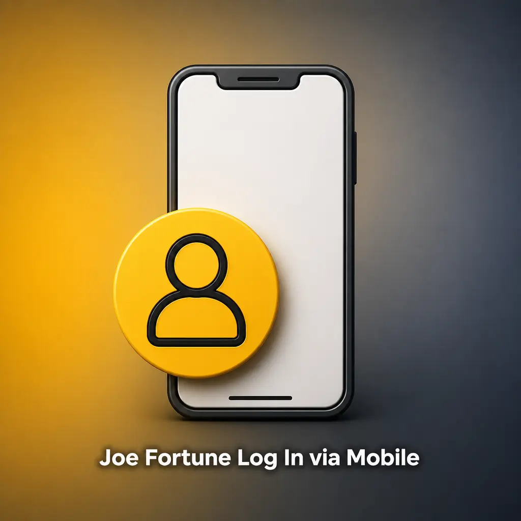 Joe Fortune mobile log in screen showing email and password fields for casino and sportsbook account access