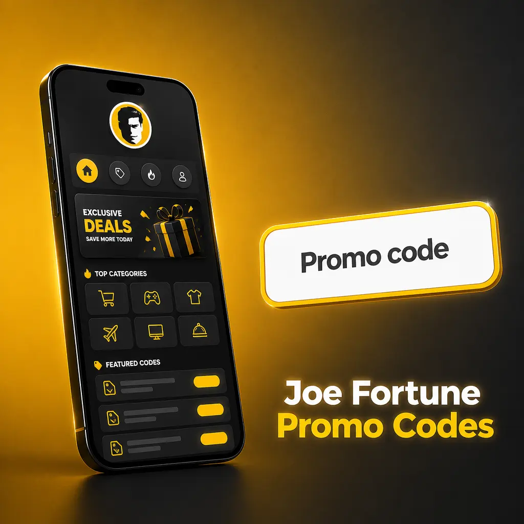 Joe Fortune promo codes table showing deposit stages, bonus percentages, and free spins for welcome offers 1 through 5