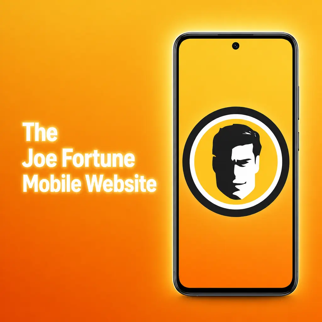Joe Fortune mobile browser site showing sportsbook, pokies and live casino games on smartphone and tablet